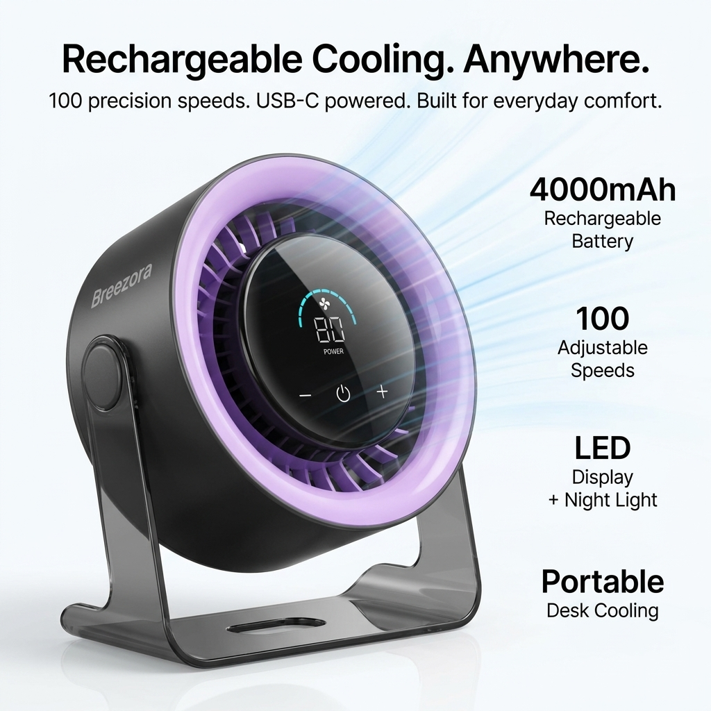 Breezora™ Rechargeable Desk Fan