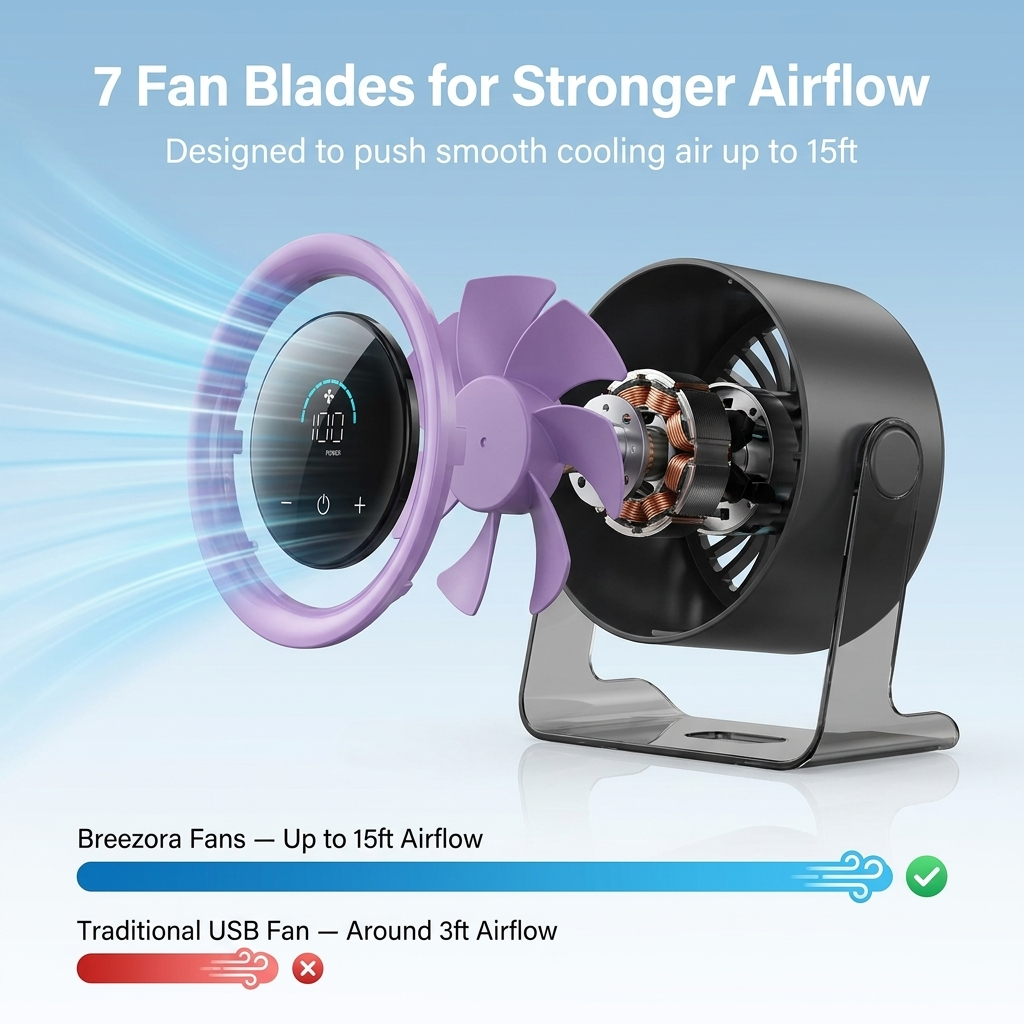 Breezora™ Rechargeable Desk Fan