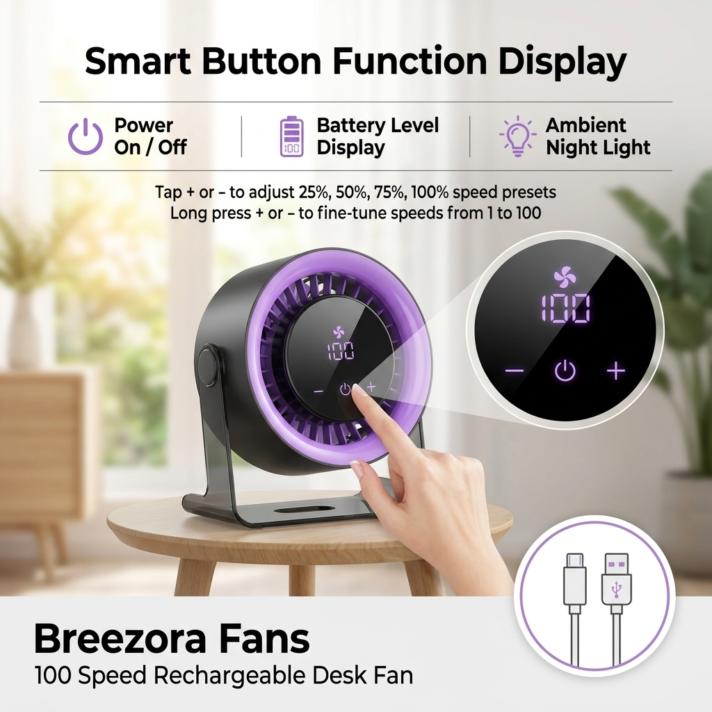 Breezora™ Rechargeable Desk Fan