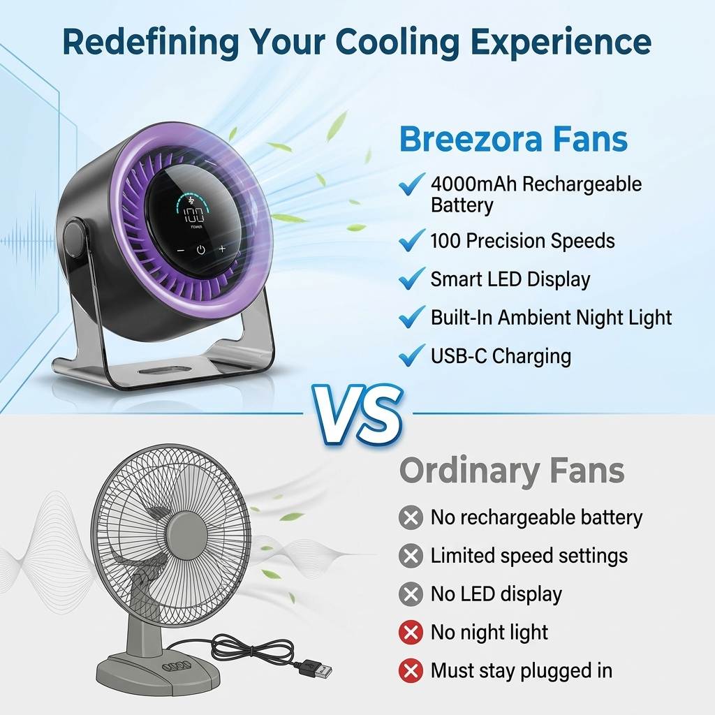 Breezora™ Rechargeable Desk Fan